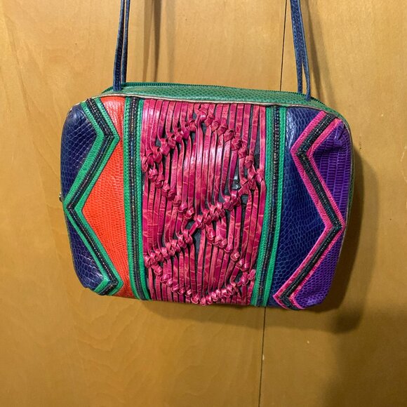 Vintage Sharif Vibrant Color-blocked handbag - Picture 2 of 9